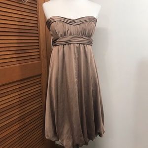 Vineyard Collection Sleeveless Taupe Satiny Dress